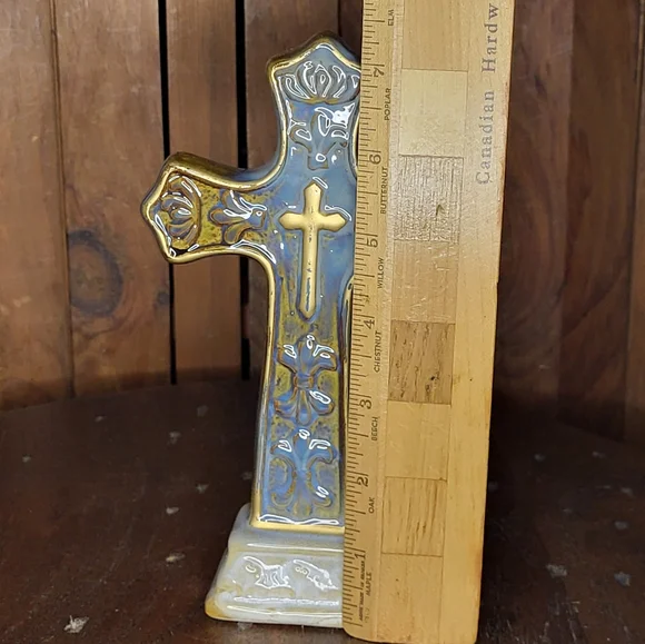 Gold and Gray Ceramic Cross - Picture 3 of 12